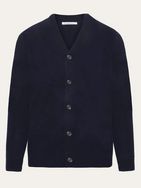 KnowledgeCotton Apparel KnowledgeCotton Apparel Herren Strick-Jacke Cardigan reine Bio-Wolle, Blau (1001 total eclipse ), – Produktbild 1 von 3