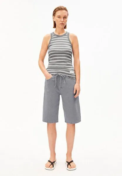 ARMEDANGELS ARMEDANGELS KANITAA STRIPES Damen Ripp-Top aus Bio-Baumwoll Mix, Silver melange-white, – Produktbild 4 von 4