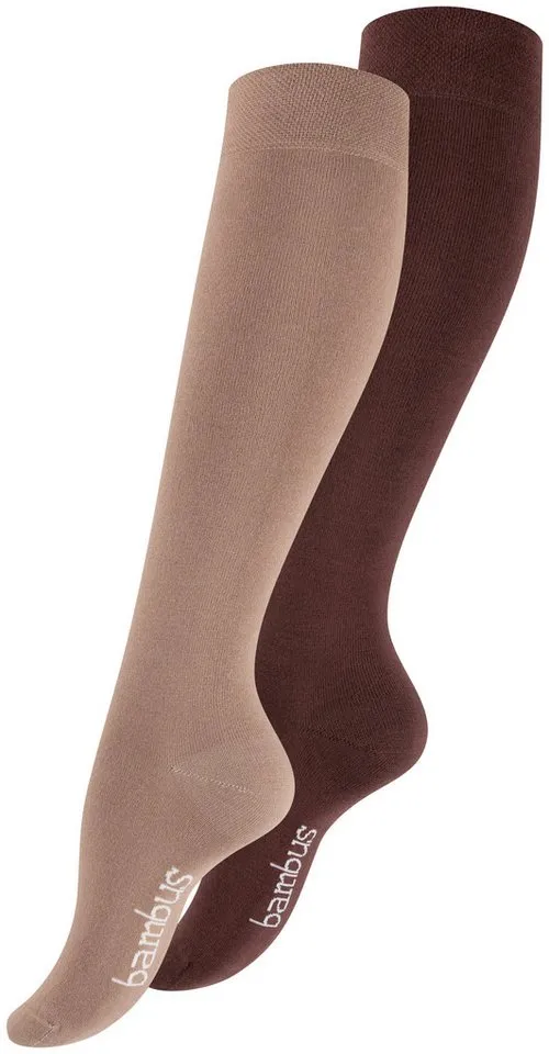 Vincent Creation® Kniestrümpfe (4-Paar) mit handgekettelter Spitze, Beige|braun, – Produktbild 1 von 4