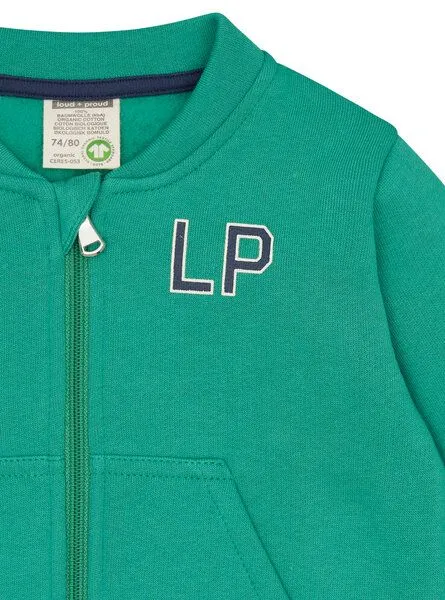 loud + proud loud + proud Babys & Kinder College-Sweatjacke, GOTS-zertifiziert, Plant(grün), – Produktbild 1 von 2