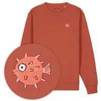 LIGARTI Bestickter Pullover – Kurt der Kugelfisch – LIGARTI Tiermanufaktur, Terracotta, – Produktbild 1 von 1