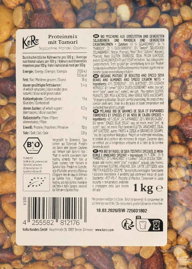 KoRo Bio Proteinmix mit Tamari 1 kg – Produktbild 5 von 5