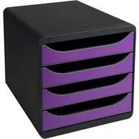 Exacompta Exacompta Schubladenbox "Iderama", DIN A4+, 4 Schubladen offen, violett – Produktbild 1 von 1