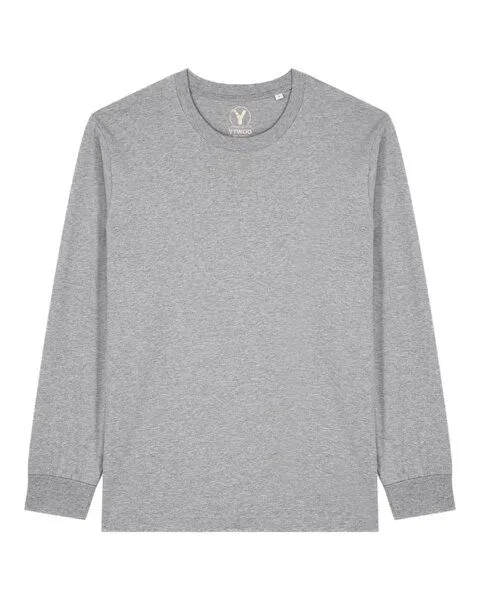 YTWOO YTWOO Schweres Unisex Basic Langarmshirt aus 100% Biobaumwolle, Hellgrau meliert, – Produktbild 1 von 4