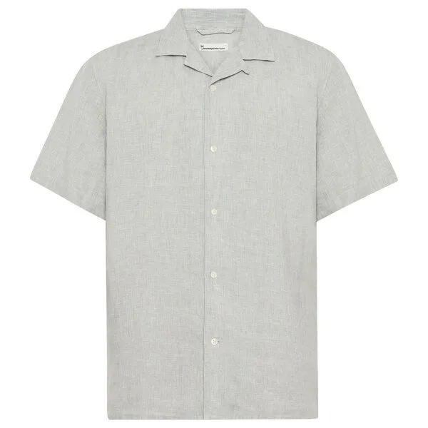 KnowledgeCotton Apparel KnowledgeCotton Apparel Kurzarm-Hemd Relaxed Linen, Ultimate grey - yarndyed, – Produktbild 1 von 3