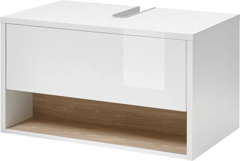 Home affaire Waschbeckenunterschrank Studio Line, Badschrank in Hochglanz Weiß, Waschtisch in zwei Farben verfügbar, ausreichend Stauraum, Weiß, – Produktbild 8 von 8