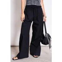 JAN N JUNE JAN 'N JUNE Damen vegan Hose Drawstring Wide Kiva Schwarz – Produktbild 1 von 1
