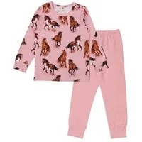 Walkiddy Schlafanzug Rosa Pferde-Print Allover Bio-Baumwolle GOTS 2-teilig – Walkiddy – Produktbild 1 von 1