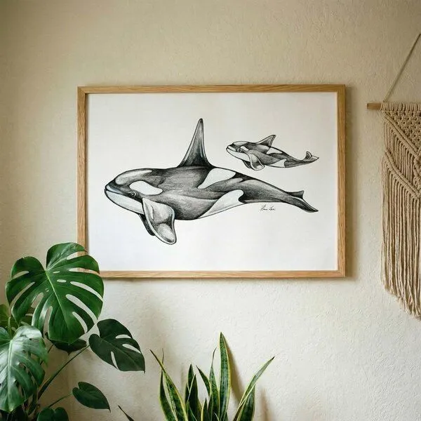 LIGARTI Kunstdruck »Orcas« von LIGARTI | A4, A3 oder A2 | Wandbild | Poster | Kunst – Produktbild 2 von 3