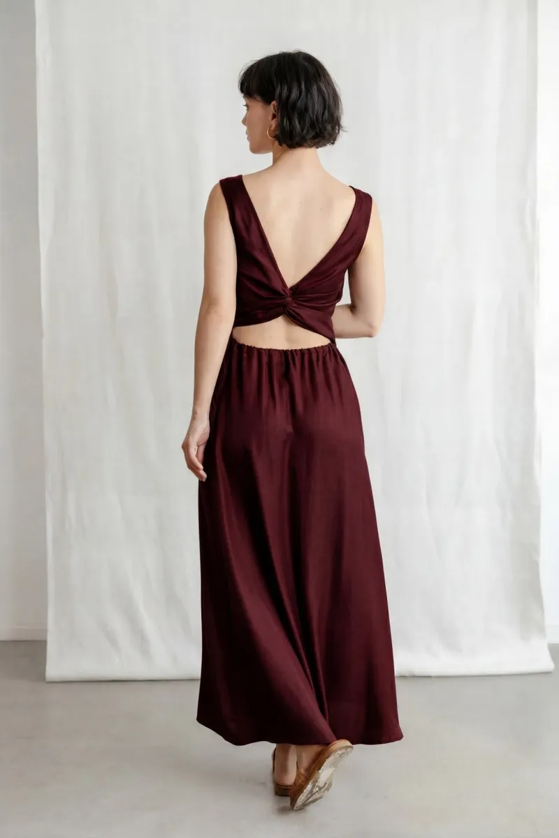 Jyoti - Fair Works Jyoti - Fair Works Damen vegan Kleid Khushi Grape, Dunkelrot, – Produktbild 2 von 2