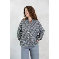 Jyoti - Fair Works Jyoti - Fair Works Damen vegan Bluse Hawali Kariert Schwarz & Weiß – Produktbild 1 von 1