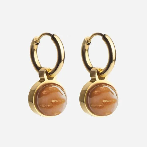 ALEXASCHA ALEXASCHA Gold Creolen mit Anhänger | Mix & Match, Nussbraun, – Produktbild 1 von 4