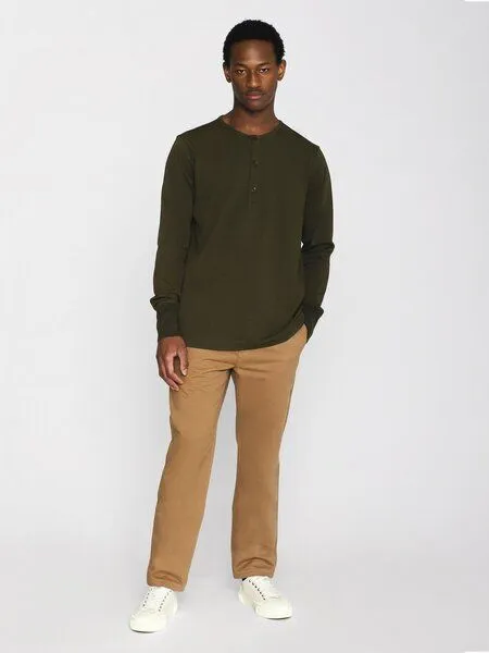 KnowledgeCotton Apparel KnowledgeCotton Apparel Sweatshirt - BO long sleeve henley - aus Bio-Baumwolle, Grün (forrest night), – Produktbild 3 von 4