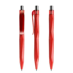 prodir prodir® Druckkugelschreiber QS20 PMT Push, blaue Mine, rot/silber poliert, Silber / rot, – Produktbild 1 von 1