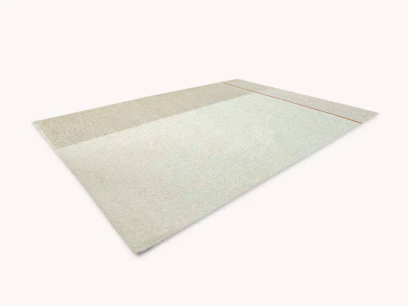 Schurwollteppich "Tessera" | 70x140 cm | beige/mousse/grün, Beige, – Produktbild 1 von 2