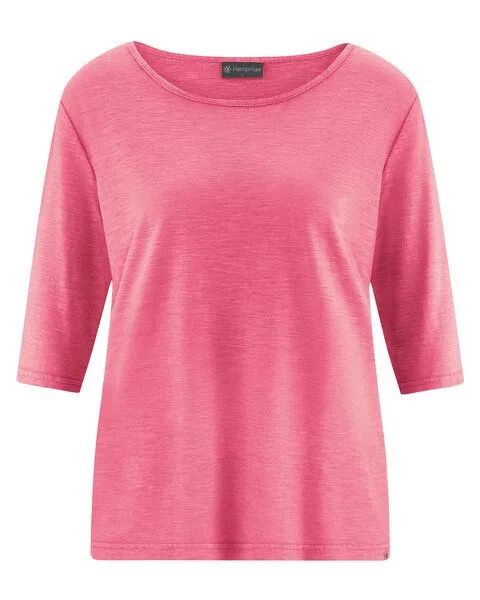 HempAge Hempage Damen Halbarm T-Shirt Hanf/Biobaumwolle, Hibiscus(rosa), – Produktbild 1 von 4