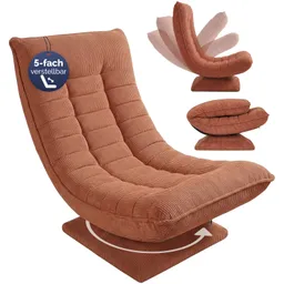 Casaria® Sessel Aberdeen Terrakotta Cord 5fach verstellbar 360 Grad drehbar klappbar – Produktbild 1 von 1