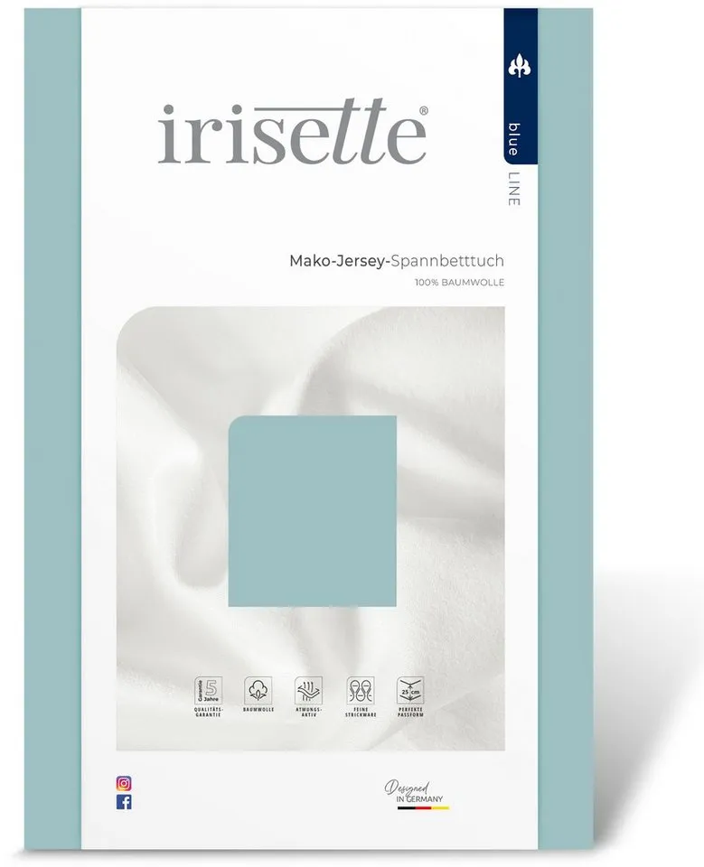 irisette irisette Spannbettlaken Jupiter 8, Mako-Jersey, Gummizug: rundum, (1 Stück), aus Baumwolle, für Matratzen bis 25 cm Höhe, Bettlaken, Spannbetttuch, Grün, – Produktbild 5 von 8