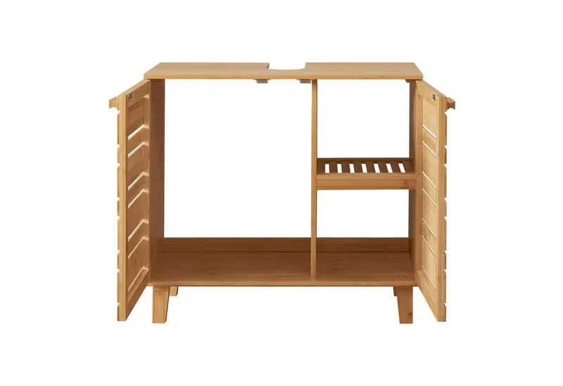 en.casa Waschbeckenunterschrank »Epind« Badezimmerschrank 60 x 66 x 30 cm Bambus Natur, Beige, – Produktbild 5 von 5