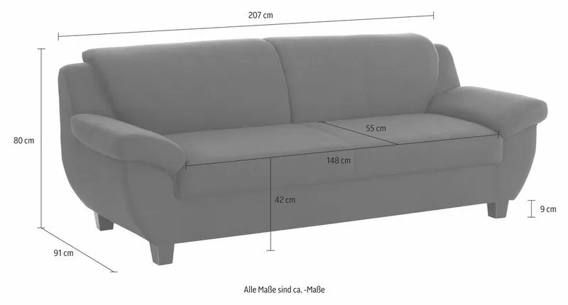 Home affaire 3-Sitzer Yesterday zeitlos und komfortabel, gemütliche Armlehnen, Microfaser, Beige, – Produktbild 4 von 4