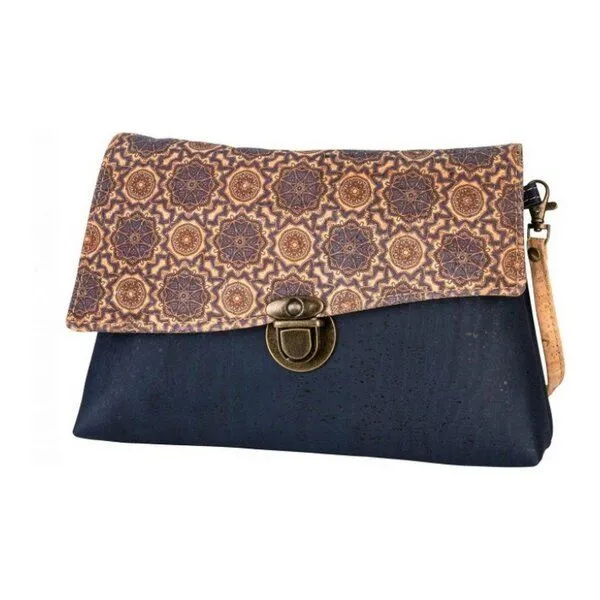 Kork-Deko Kork-Deko Kleine blaue Kork-Clutch – vegan, mit Reißverschluss & handgefertigt – Produktbild 5 von 5