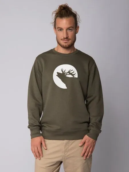 watapparel watapparel Sweatshirt Unisex Röhrender Hirsch, Khaki, – Produktbild 2 von 4