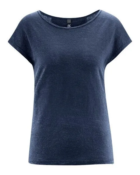 HempAge HempAge Damen 100% Hanf T-Shirt, Navy(blau), – Produktbild 1 von 4