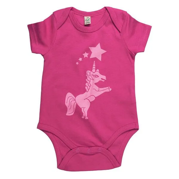 HANDGEDRUCKT HANDGEDRUCKT "Einhorn" Baby Body, Hot pink, – Produktbild 1 von 3