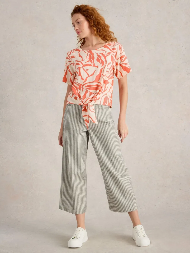White Stuff Top Sara mit Bindesaum - 40, Koralle print, – Produktbild 2 von 4