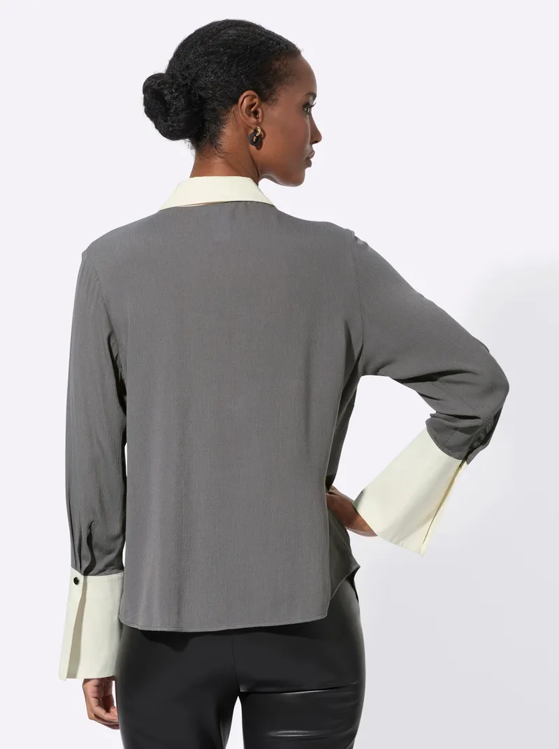Witt Klassische Bluse, Anthrazit-ecru-gemustert, – Produktbild 2 von 2