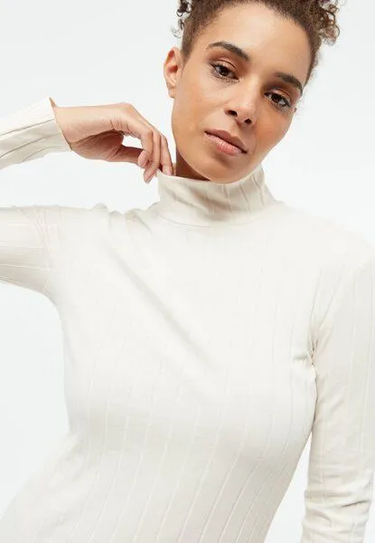 Givn Berlin Givn Berlin Geripptes Longsleeve GBVIDA aus Bio-Baumwolle mit Rollkragen, Off white, – Produktbild 3 von 4