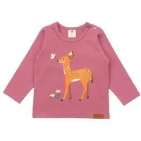 Walkiddy Baby Langarmshirt GOTS zertifiziert – 95% Bio-Baumwolle, Rosa mit Rehmotiv, weich & bequem, alltagstauglich, gut kombinierbar | Walkiddy – Produktbild 1 von 1