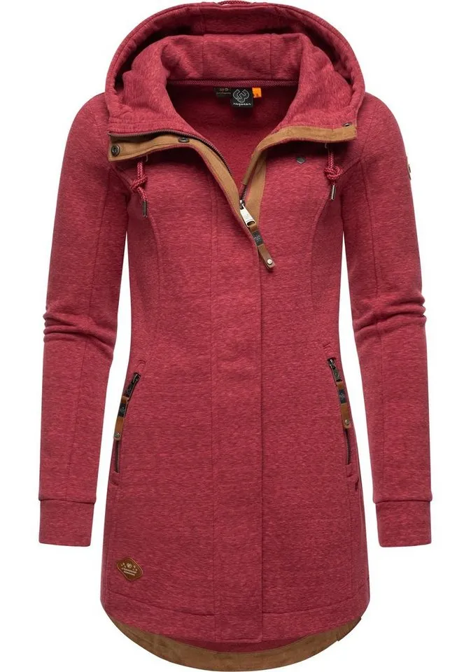 ragwear ragwear Langjacke Letty Intl. Sportliche Kapuzenjacke mit Kunstleder-Elementen, Rot, – Produktbild 1 von 3