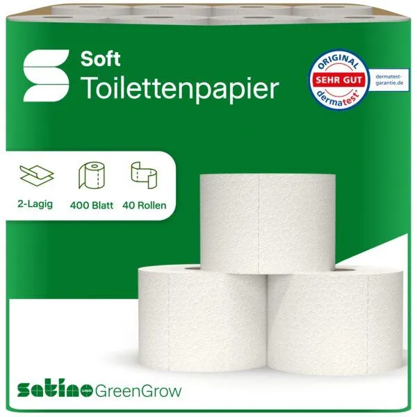 Satino by WEPA Satino by WEPA GreenGrow Toilettenpapier Kleinrollen 40x400 – Produktbild 2 von 4