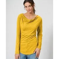 HempAge HempAge Damen Langarmshirt mit Wasserfallkragen Hanf/Biobaumwolle, Curry gelb, – Produktbild 1 von 1
