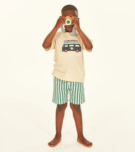 Sense Organics & friends in cooperation with GARY MASH Sense Organics & friends in cooperation with GARY MASH Kinder T-Shirt mit Applikation aus Biobaumwolle, Camper (beige), – Produktbild 3 von 4
