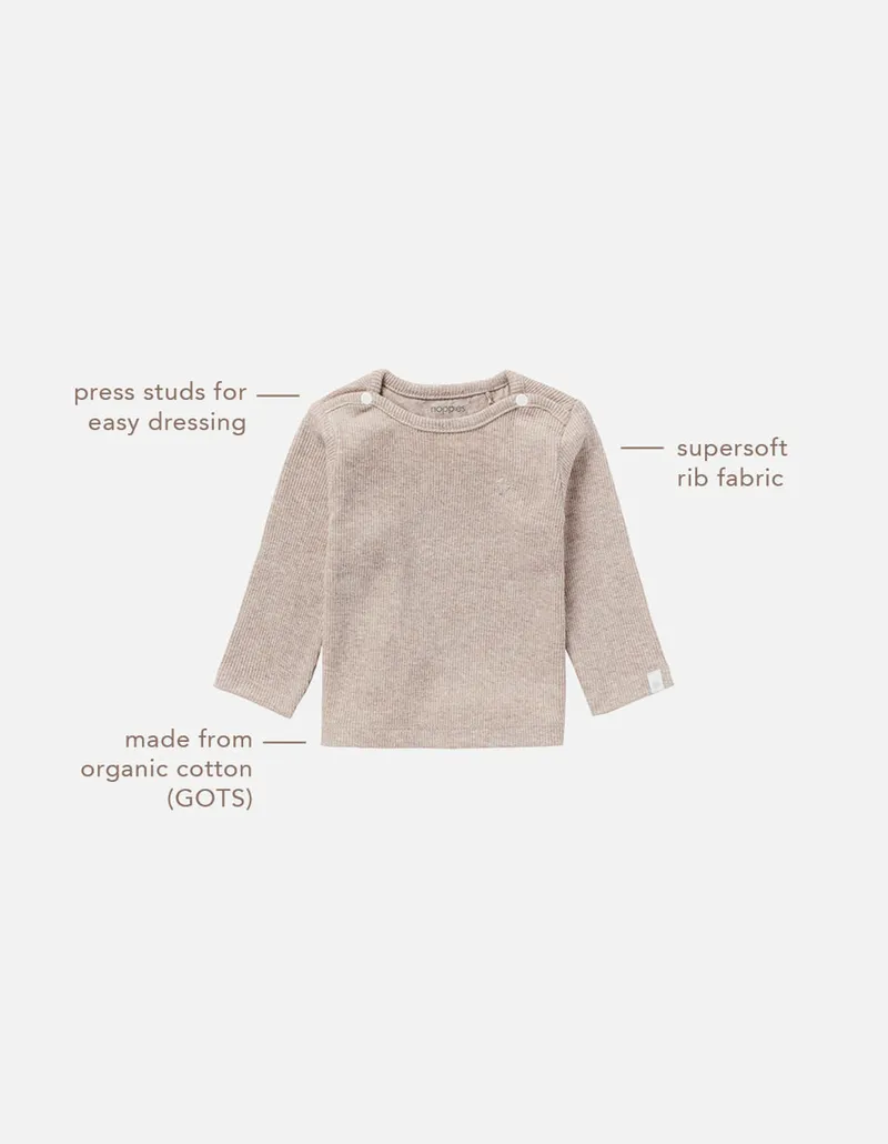 Noppies Newborn Langarmshirt Natal, Beige, – Produktbild 5 von 6