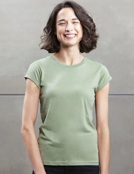 Mantis Mantis Damen Roll Sleeve T - Shirt lässig cooles Shirt, Soft olive, – Produktbild 1 von 2