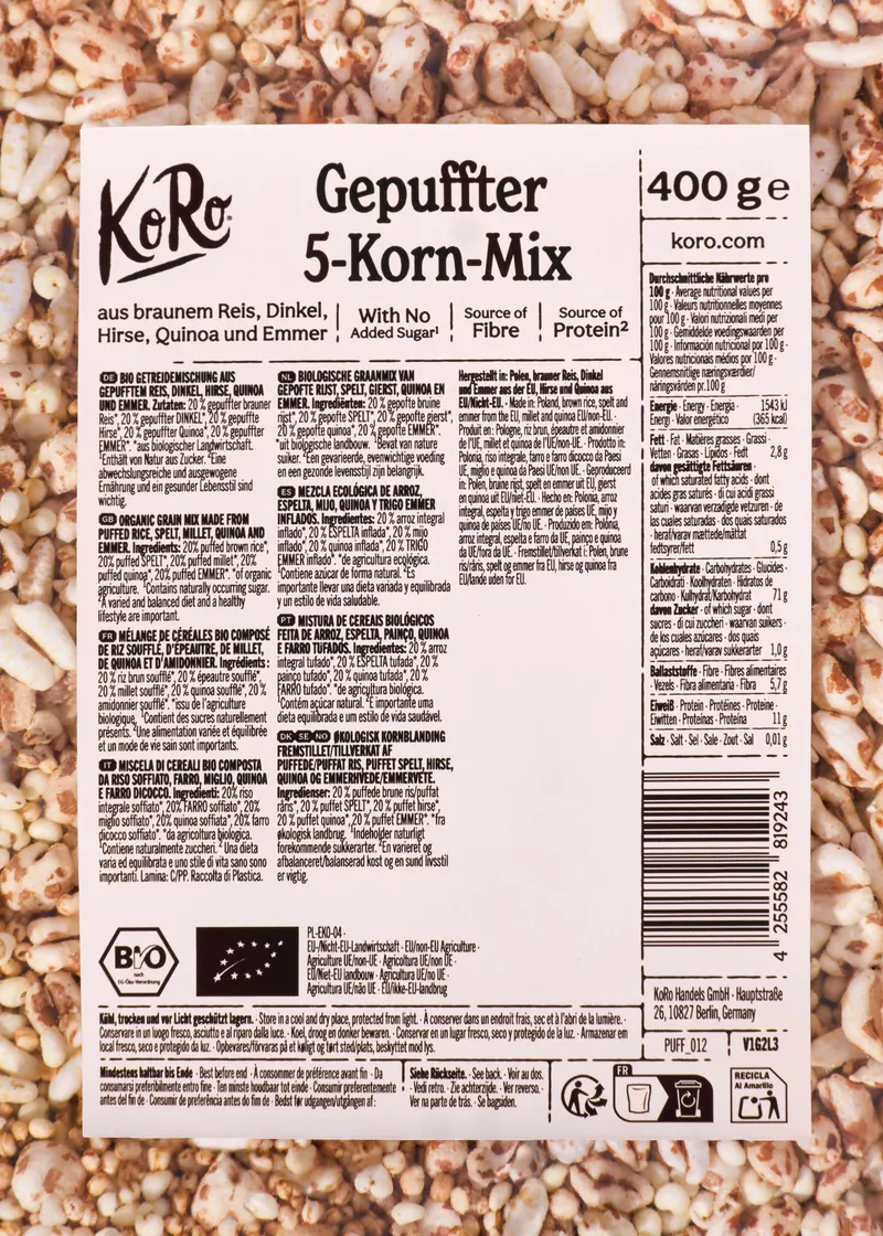 KoRo Gepuffter Bio 5 Korn Mix 400 g – Produktbild 5 von 5