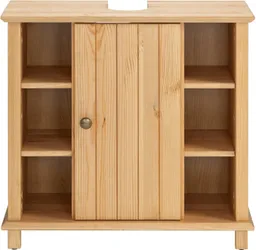 Home affaire Waschbeckenunterschrank Vili Badezimmerschrank im Landhaus-Look, mit 6 Fächern, aus Massivholz – Produktbild 1 von 1