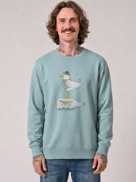 watapparel watapparel Sweatshirt Unisex Möwe mit Hut, Pebble blue, – Produktbild 2 von 2