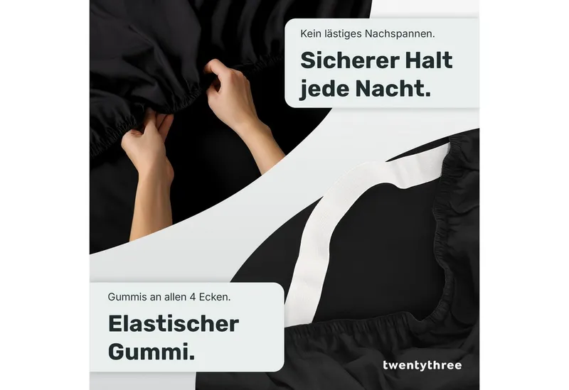 twenty:three® Bettwäsche Lyocell Bettwäsche, Lyocell, 1 teilig, Extra weich, ganzjährig geeignet, 100 % TENCEL™ Lyocell, OEKO-TEX®, Jet black, – Produktbild 4 von 5
