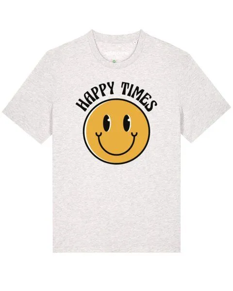 watapparel watapparel T-Shirt Unisex Happy times smiley emoji, Cool heather grey, – Produktbild 1 von 4