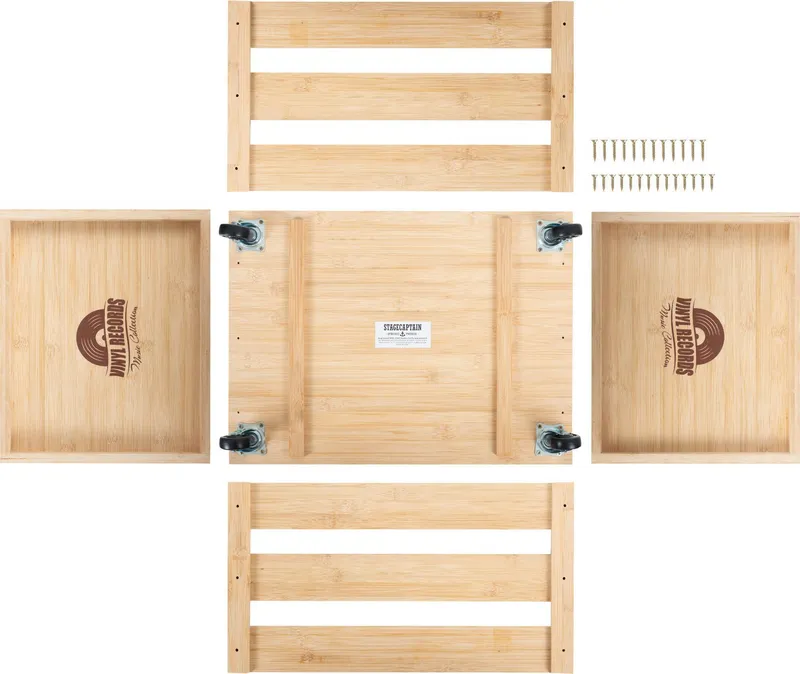 Stagecaptain Holzkiste Emil Schallplattenkiste Bambus Natur für bis zu 100 LPs (1 St), für bis zu 100 LPs - aus Vollholz im Retro-Design, Beige, – Produktbild 4 von 5