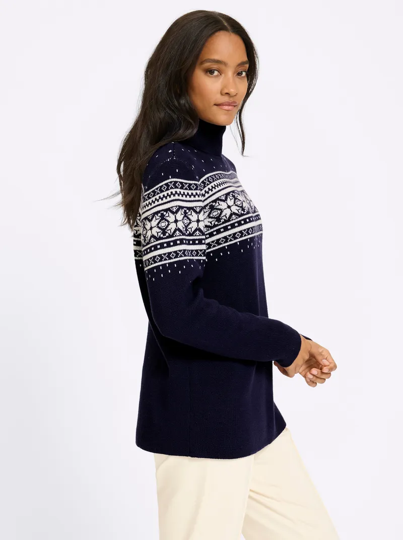 heine Jacquard-Pullover marine-ecru-gemustert, Marine-ecru-gemustert, – Produktbild 2 von 2