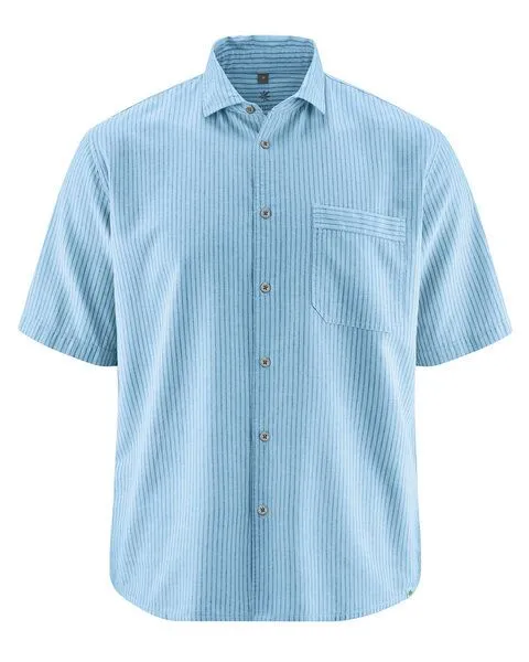 HempAge HempAge Kurzarmhemd Herren Hanf/Biobaumwolle, Glacier(blau), – Produktbild 1 von 4