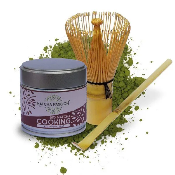 Matcha Passion Matcha Passion Bio Matcha Cooking 30g Dose, Mit bambusbesen & bambuslöffel, – Produktbild 1 von 2