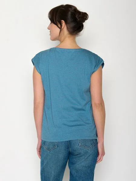 GreenBomb GREENBOMB Basic Timid - Lässiges Shirt aus Bio-Baumwolle / GOTS / Fair & Vegan, Blau (tide stripes), – Produktbild 4 von 4