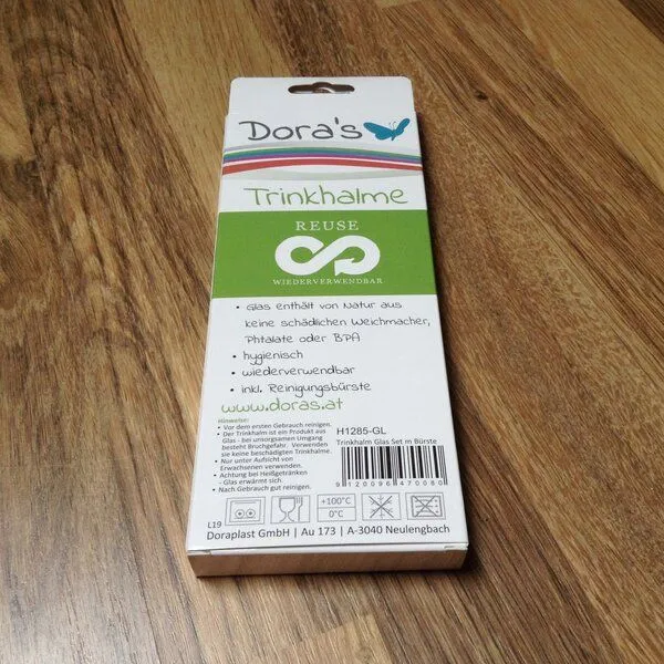 Dora's Dora's Borosilikatglas Trinkhalme mit Reinigungsbürste – Produktbild 3 von 4