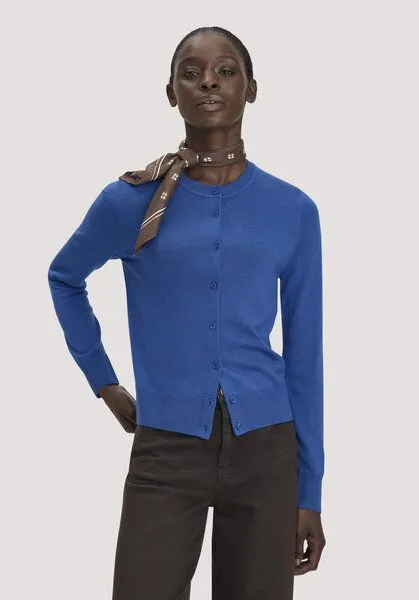 hessnatur hessnatur Strickjacke Regular aus reiner Bio-Merinowolle, Kobalt, – Produktbild 1 von 4